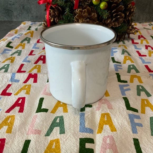 White Enamel Winter/Holiday Mug, Red lettering, Ho Ho Ho, New - Picture 2 of 5